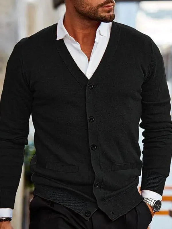 Men’s Lightweight V-Neck Cardigan Sweater – Button