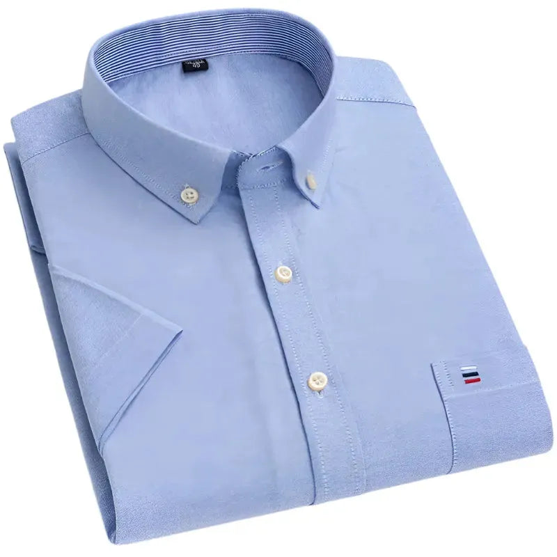 Men's Plain Short Sleeve Oxford Shirt - Plain Shirt - LeStyleParfait