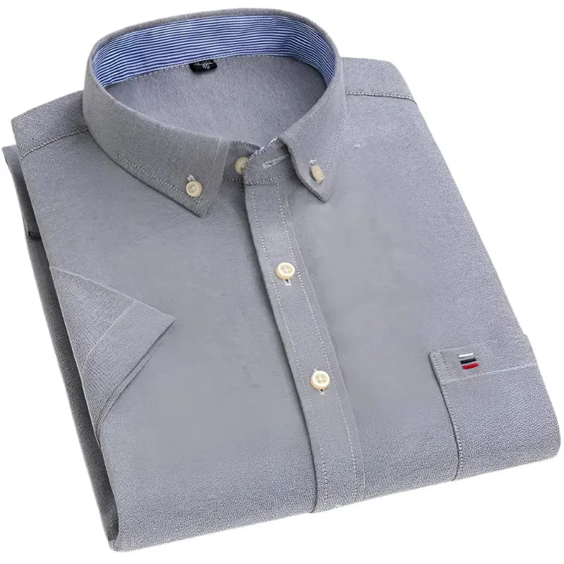 Men's Plain Short Sleeve Oxford Shirt - Plain Shirt - LeStyleParfait