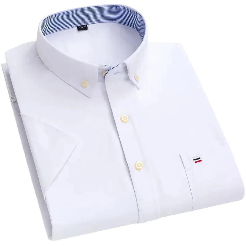Men's Plain Short Sleeve Oxford Shirt - Plain Shirt - LeStyleParfait