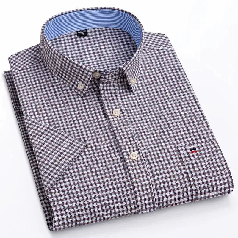Men's Short Sleeve Check Shirt - Check Shirt - LeStyleParfait