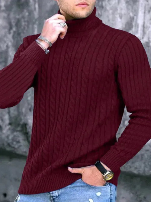 Men’s Slim Fit Turtleneck Pullover Sweater – Stretch