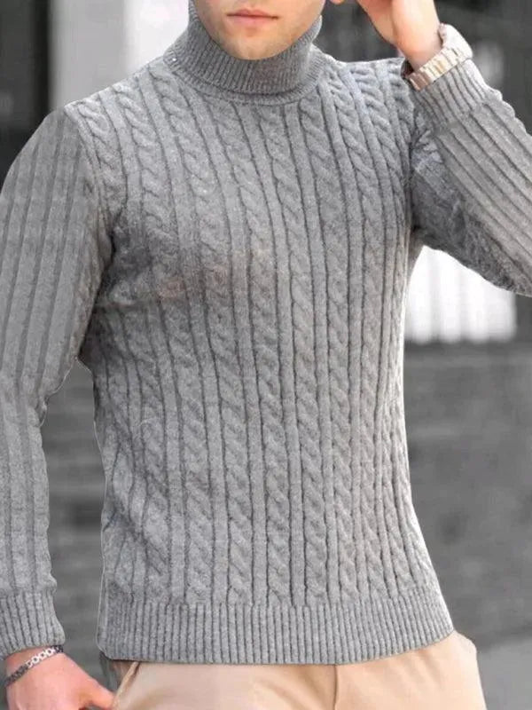 Men’s Slim Fit Turtleneck Pullover Sweater – Stretch