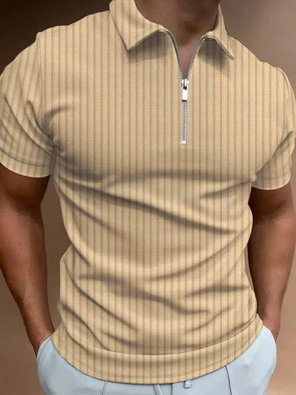 LeStyleParfait Men's T-Shirts Casual Polo Striped-Pinstriped Short Sleeves-Polo Shirt