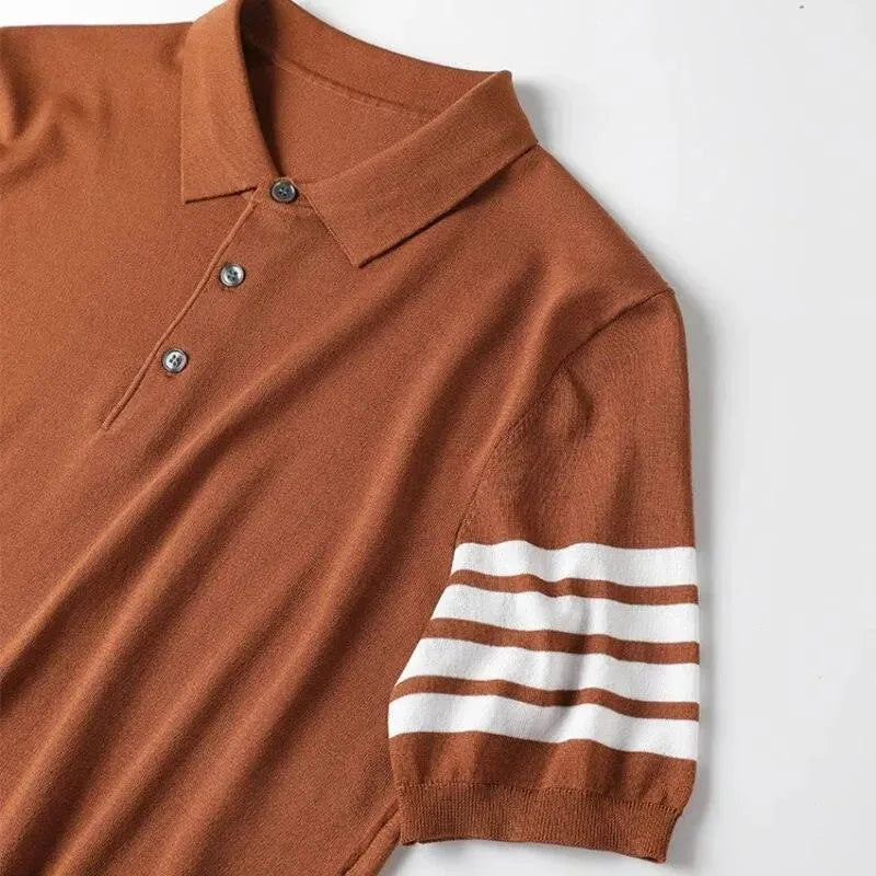 Men Short Sleeve Knitted Polo Shirt - Polo Shirt - LeStyleParfait