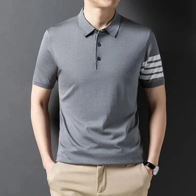 Men Short Sleeve Knitted Polo Shirt - Polo Shirt - LeStyleParfait