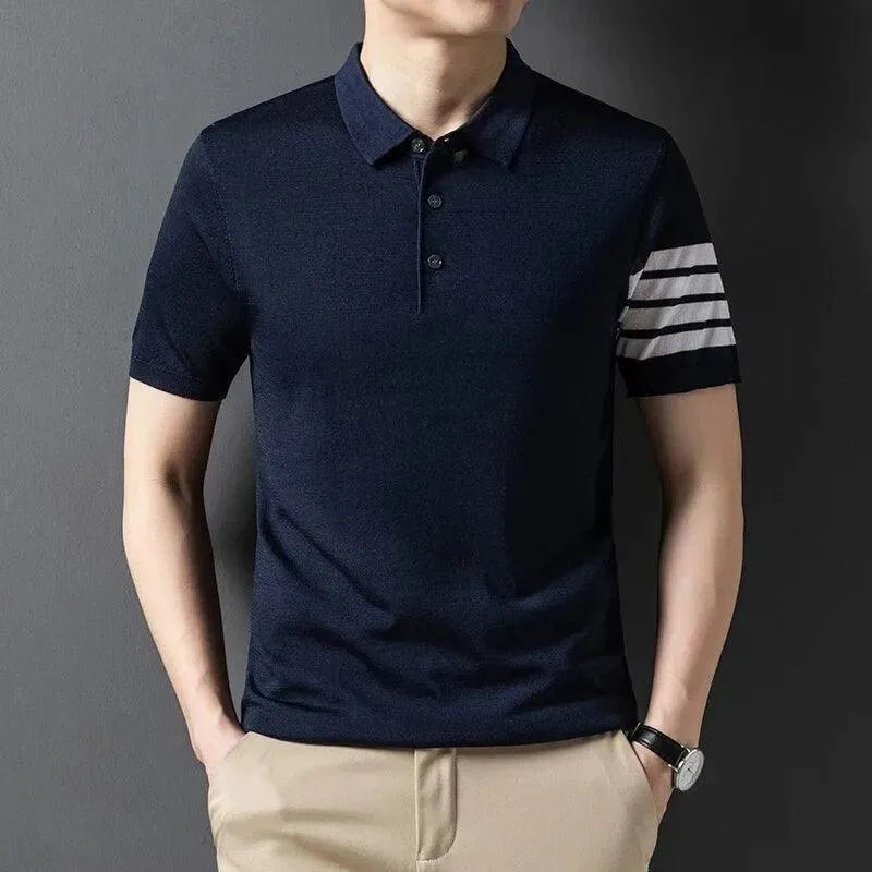 Men Short Sleeve Knitted Polo Shirt - Polo Shirt - LeStyleParfait