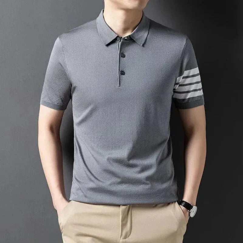 Men Short Sleeve Knitted Polo Shirt - Polo Shirt - LeStyleParfait