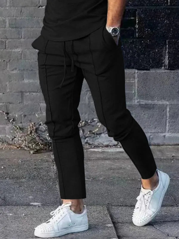 Men Sleek Casual Jogger Two-Piece Set - Solid Joggers Two-Piece Set - LeStyleParfait