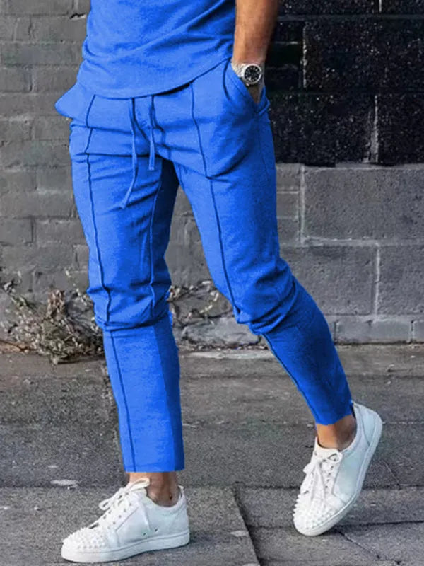 Men Sleek Casual Jogger Two-Piece Set - Solid Joggers Two-Piece Set - LeStyleParfait