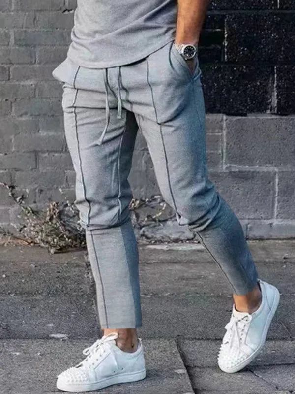 Men Sleek Casual Jogger Two-Piece Set - Solid Joggers Two-Piece Set - LeStyleParfait