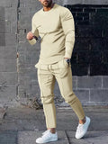 Men Sleek Casual Jogger Two-Piece Set - Solid Joggers Two-Piece Set - LeStyleParfait