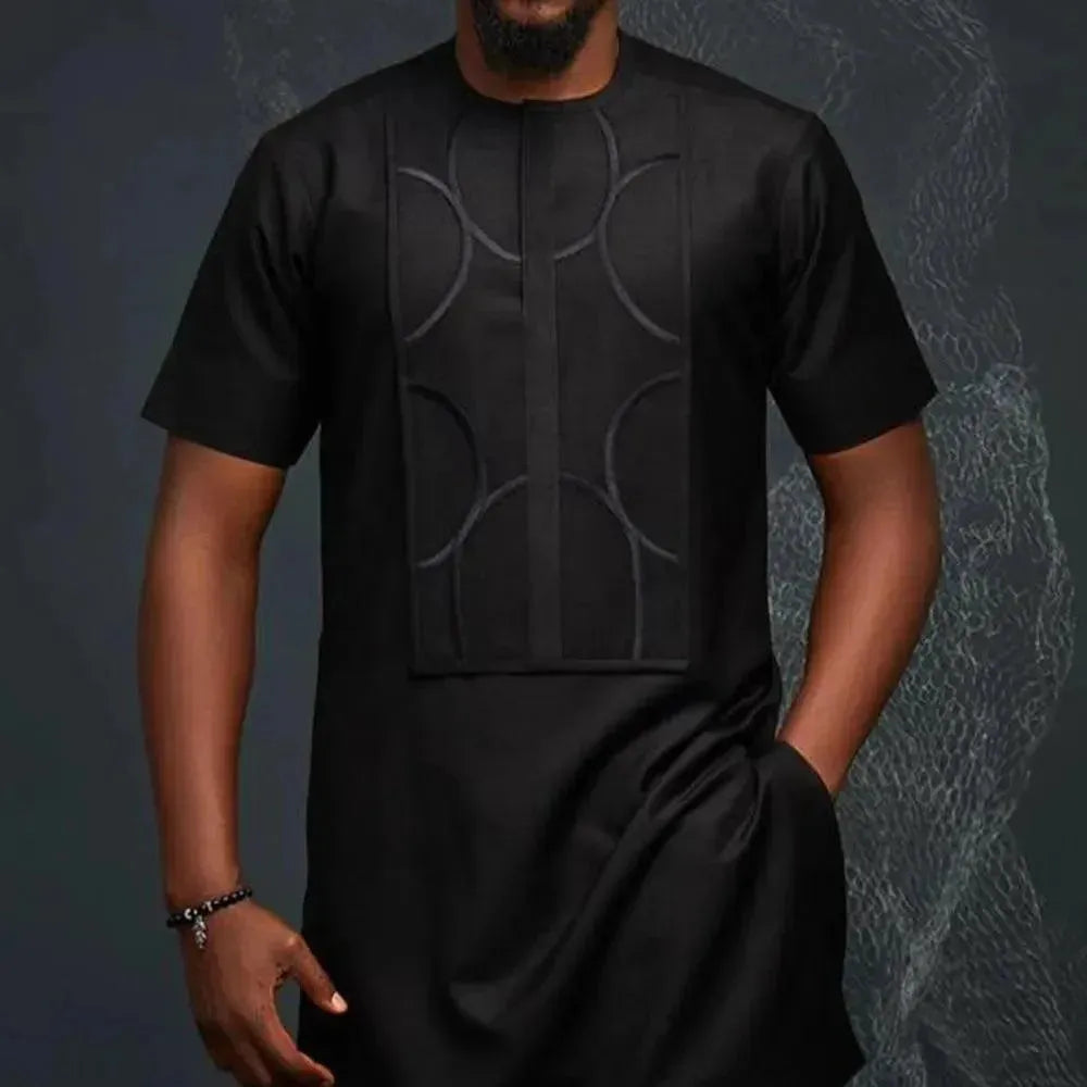 Men Stylish Graphic Cotton Two-Piece Set - Graphic Trousers Two-Piece Set - LeStyleParfait