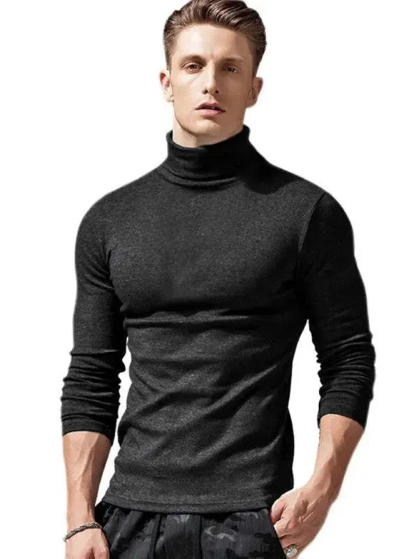 Men Turtleneck Knit Sweater Minimalist-Men's Sweater-LeStyleParfait
