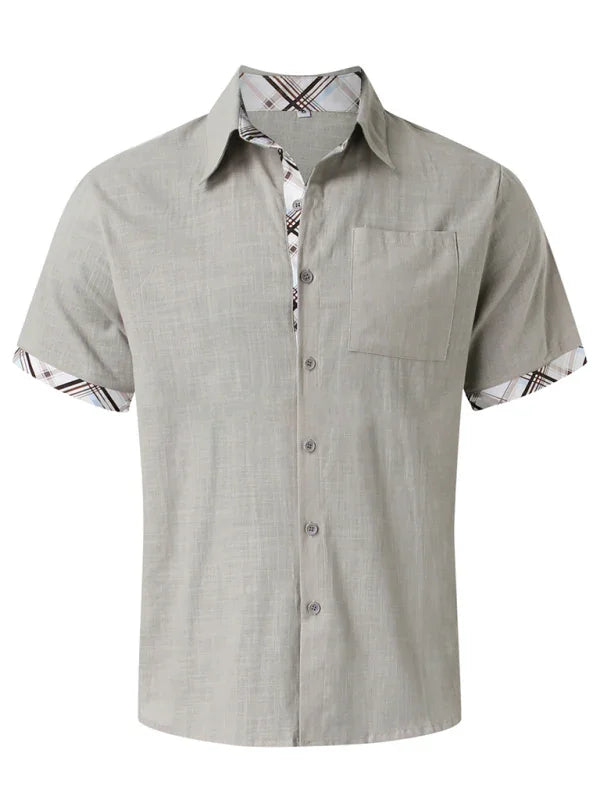 Men's Contrast Vacation Summer Shirt-Men Shirts-LeStyleParfait