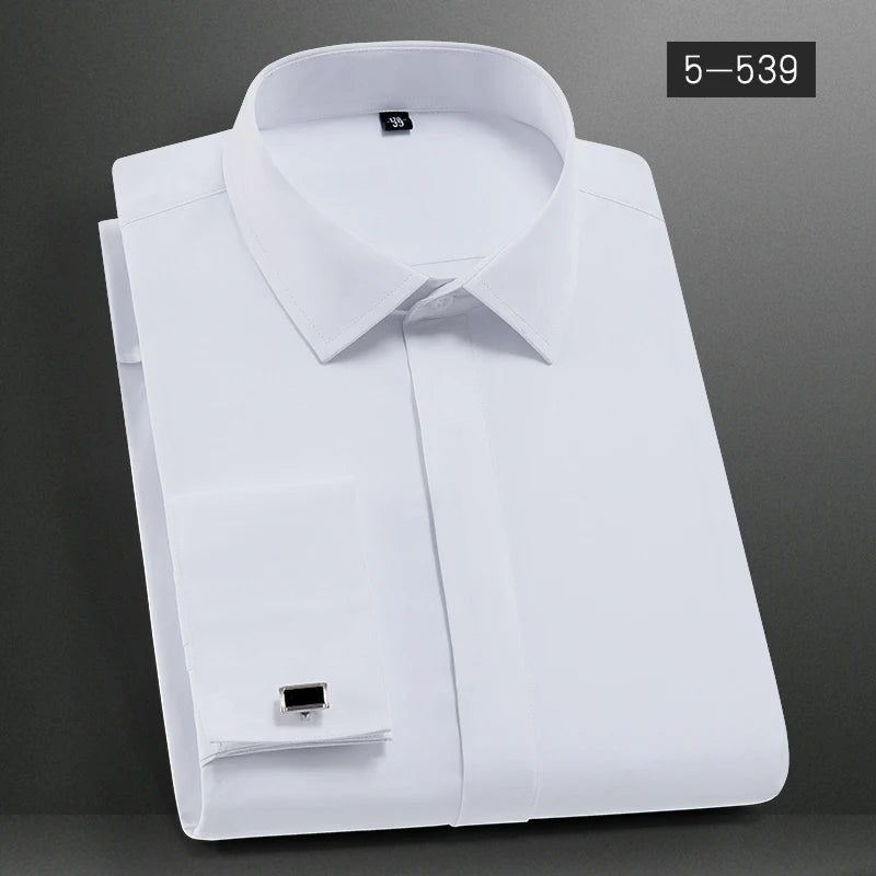 Men's French Cuff Dress Shirt-Men Shirts-LeStyleParfait
