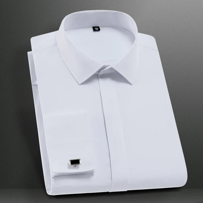 Men's French Cuff Dress Shirt-Men Shirts-LeStyleParfait