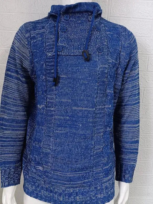 Men’s Hooded Cable Knit Pullover Sweater – Textured