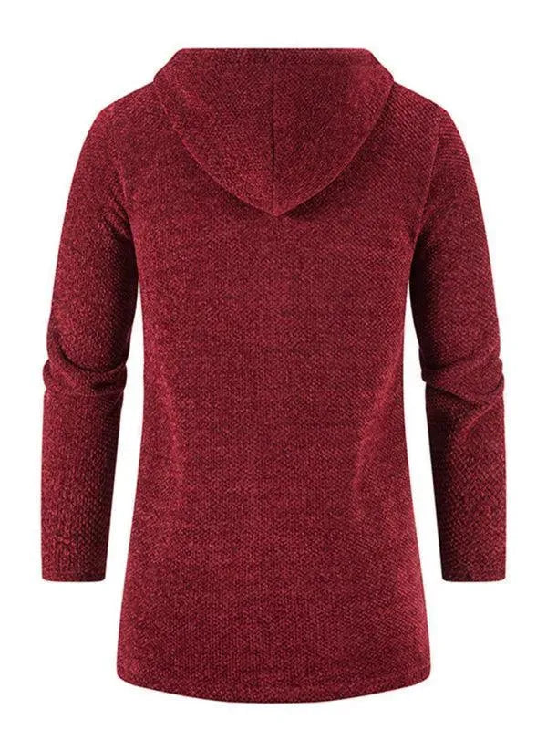 Men’s Longline Hooded Zip Cardigan Sweater – Full Zip