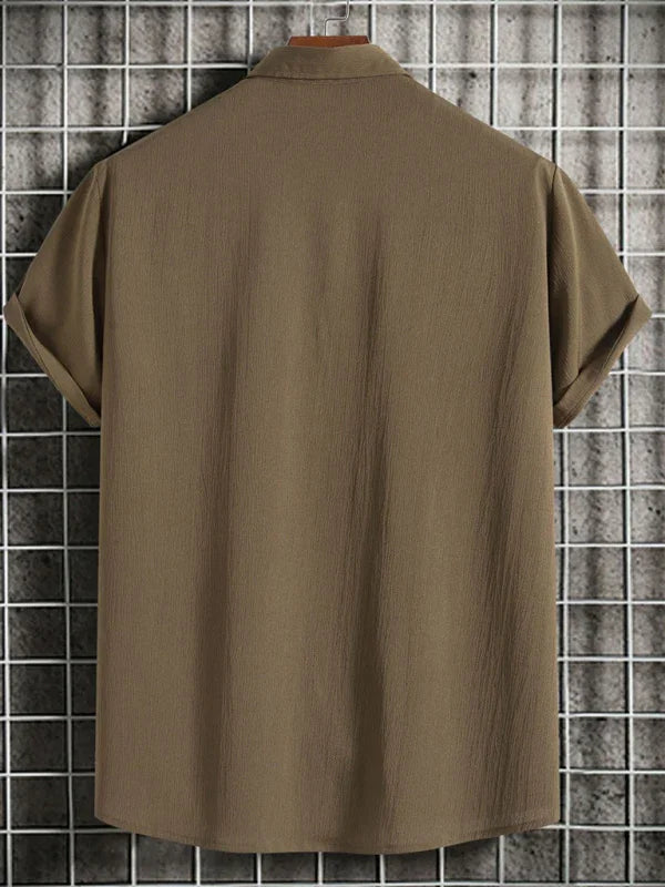 Men's Loose Cotton Linen Shirt-Men Shirts-LeStyleParfait