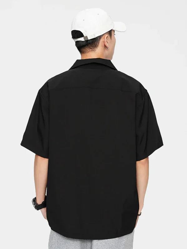 Men's Loose Solid Casual Shirt-Men Shirts-LeStyleParfait