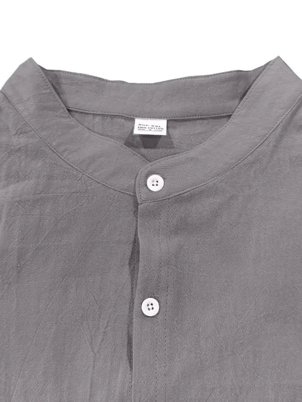 Men's Mandarin Linen Summer Shirt-Men Shirts-LeStyleParfait