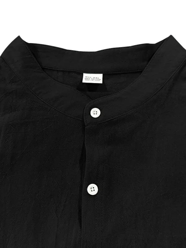Men's Mandarin Linen Summer Shirt-Men Shirts-LeStyleParfait