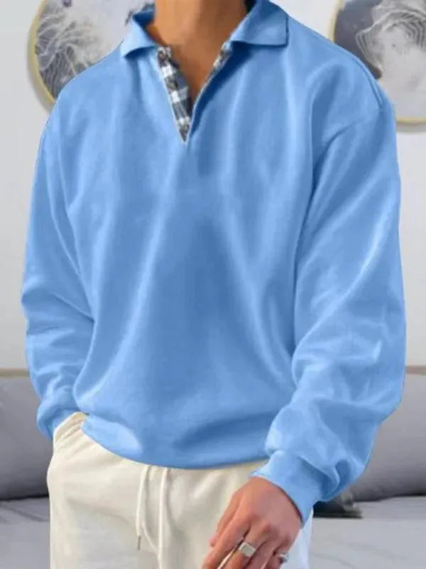 LeStyleParfait Men's T-Shirts Casual Polo Plain-Solid Long Sleeves-Polo Shirt