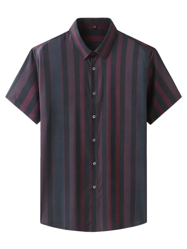 Men's Plus Size Striped Shirt-Men Shirts-LeStyleParfait