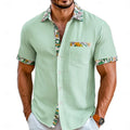 Men's Printed Patchwork Travel Shirt-Men Shirts-LeStyleParfait
