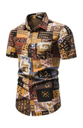 Men's Printed Short Sleeve Shirt-Men Shirts-LeStyleParfait