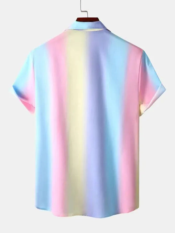 Men's Rainbow Short Sleeve Shirt-Men Shirts-LeStyleParfait