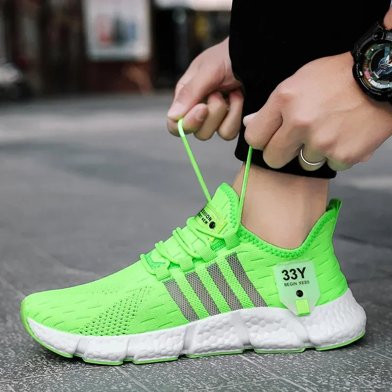 Men's Sneakers - Low-Top Flat Sneakers - Lace-Up Summer Sneakers