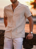 Men's Solid Summer Button Shirt-Men Shirts-LeStyleParfait