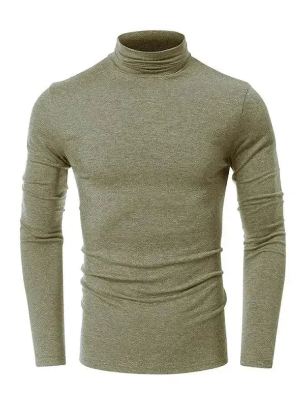 LeStyleParfait Men's T-Shirts Casual Turtleneck Plain-Solid Long Sleeves-T-Shirt