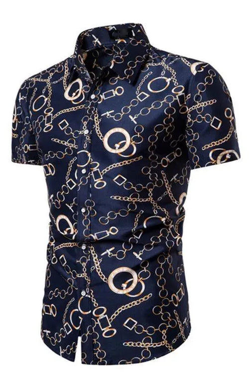 Men's Summer Short Sleeve Printed Shirt-Men Shirts-LeStyleParfait