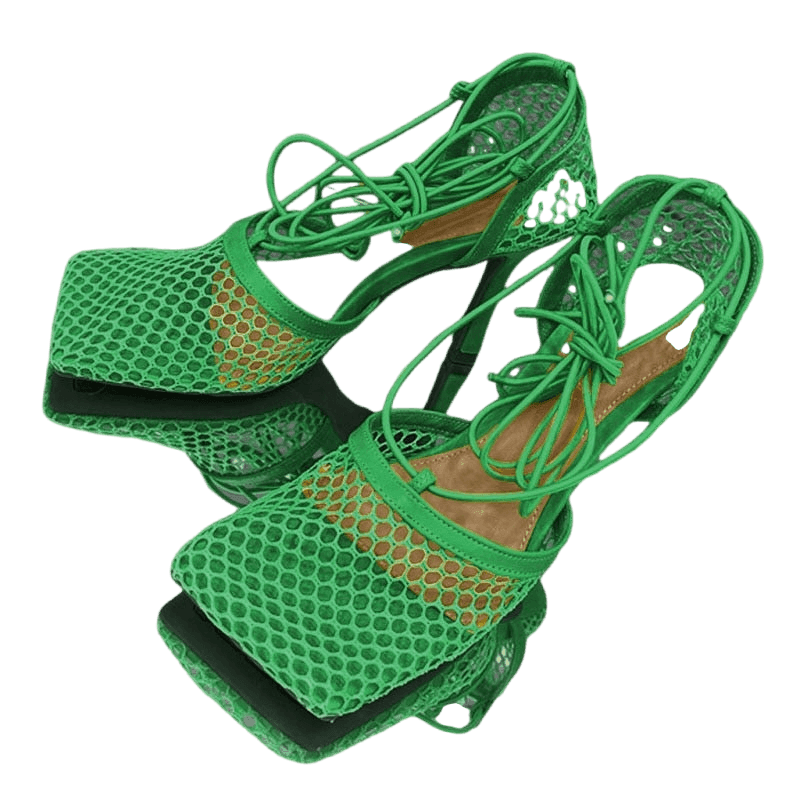 Mesh Strappy High Heels Sandals - Sandals - LeStyleParfait