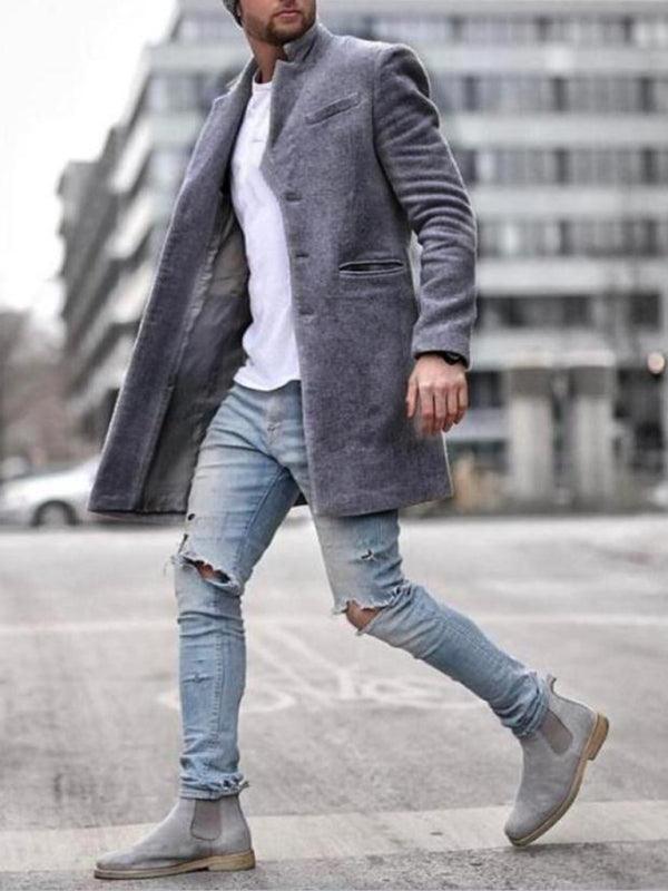 Mid-Length Men Winter Woolen Coat - Winter Coat - LeStyleParfait