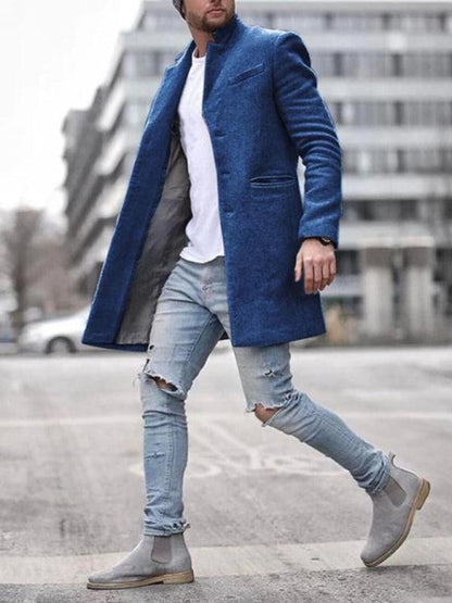 Mid-Length Men Winter Woolen Coat - Winter Coat - LeStyleParfait