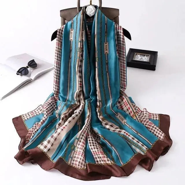 LeStyleParfait Women's Scarves & Shawls Stylish Wrap Scarf Printed Silk Satin -Scarf