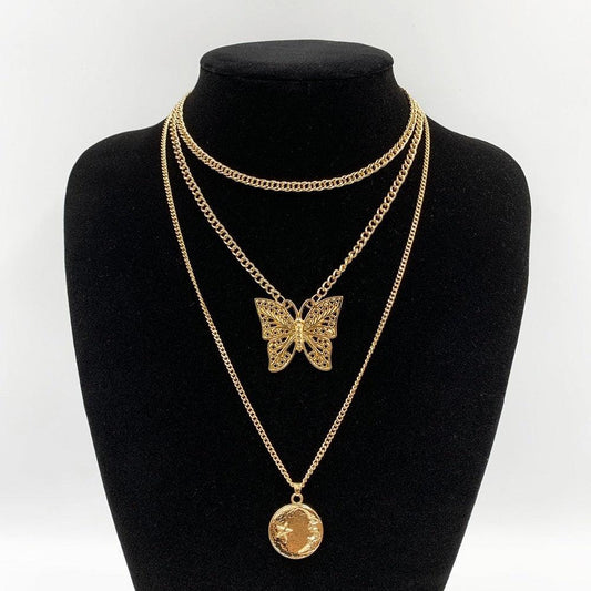 Multi-Layered Butterfly Pendant Necklace - Pendant Necklace - LeStyleParfait