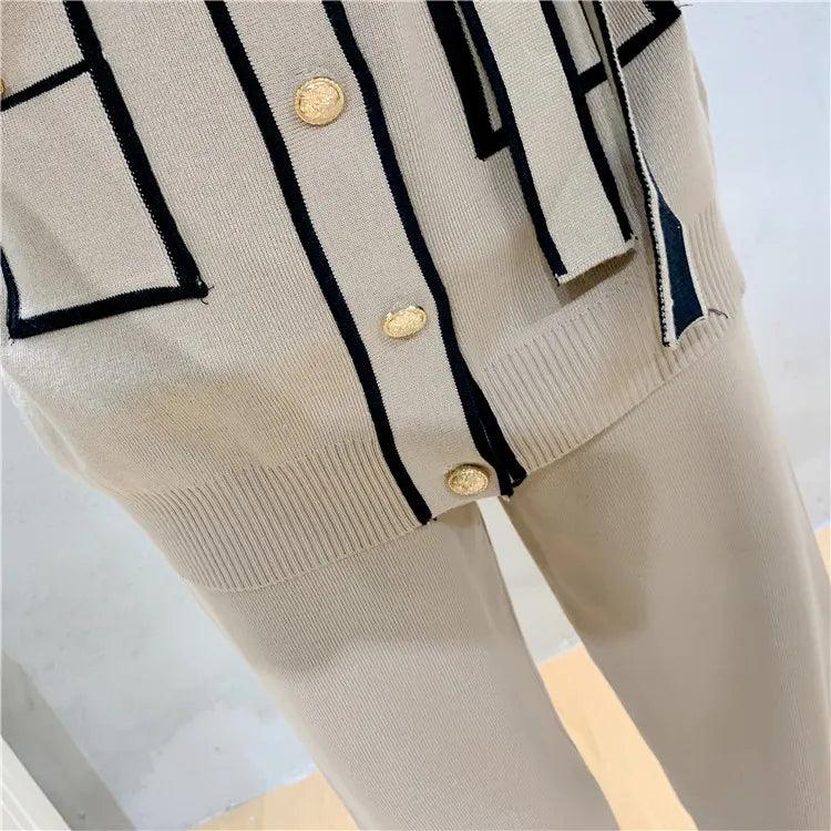 Multi-pockets Two-Piece Women Pants Sweater Set - Clothing Set - LeStyleParfait
