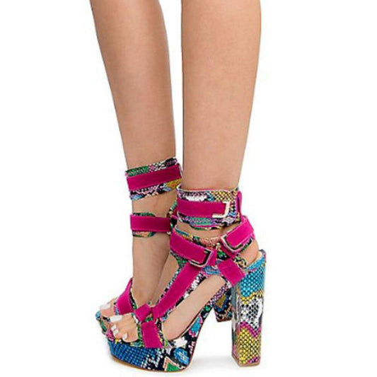 Multicolor Platform Strap Sandals - Sandals - LeStyleParfait