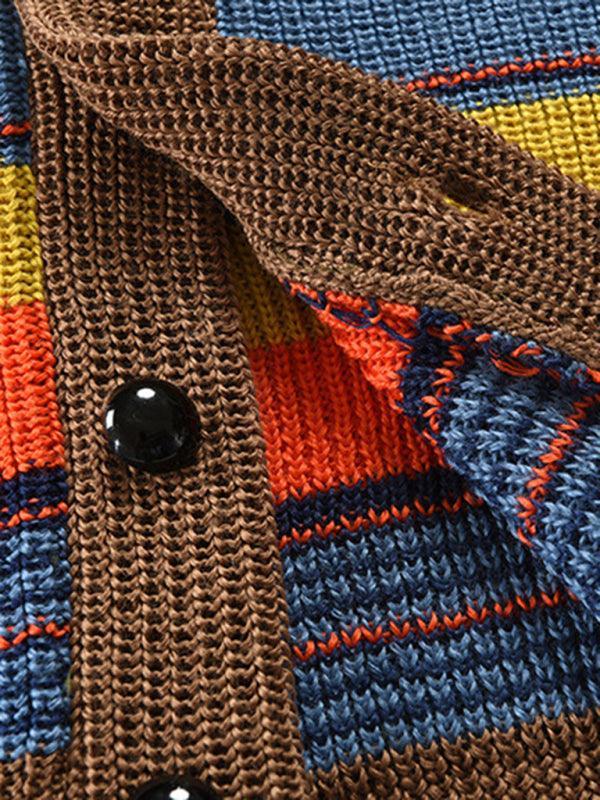 Multicolor Striped Men Cardigan Sweater - Cardigan Sweater - LeStyleParfait
