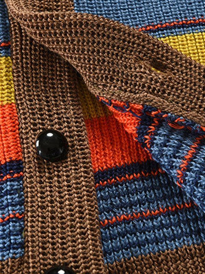 Multicolor Striped Men Cardigan Sweater - Cardigan Sweater - LeStyleParfait