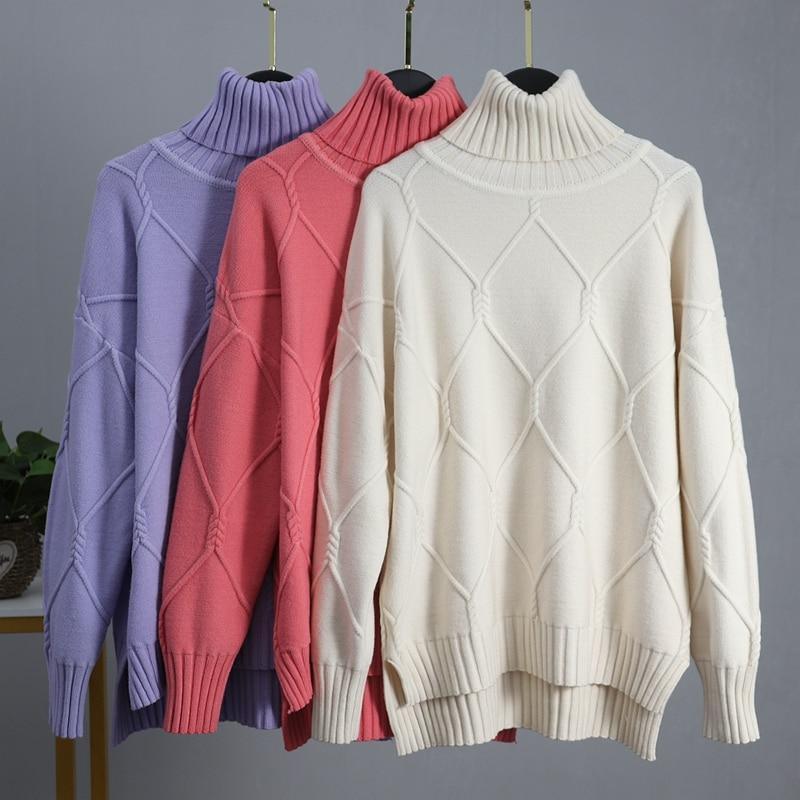 Mystical Argyle Turtleneck Pullover Sweater - Pullover Sweater - LeStyleParfait