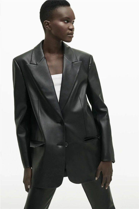 Naomi Oversized Blazer Women - Casual - Plain-Solid - Leather Blazer - LeStyleParfait