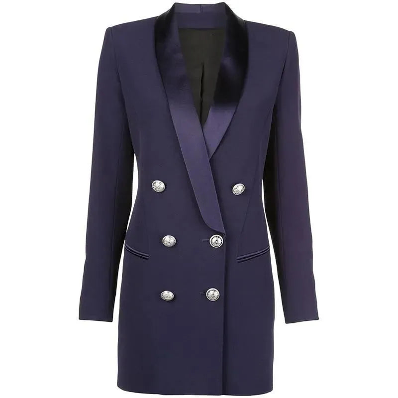 Navy Blue Tuxedo Blazer Women - Casual - Plain-Solid - Tuxedo Blazer - LeStyleParfait