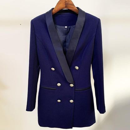 Navy Blue Tuxedo Blazer Women - Casual - Plain-Solid - Tuxedo Blazer - LeStyleParfait