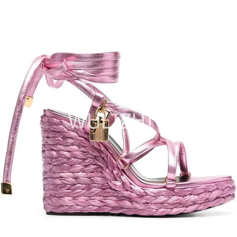 Open Toe Long Strap Wedge Sandals - Wedge Shoes - LeStyleParfait